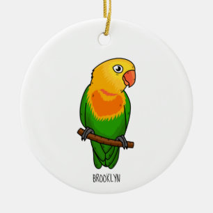 Cute lovebird tecknad parrot julgransprydnad keramik