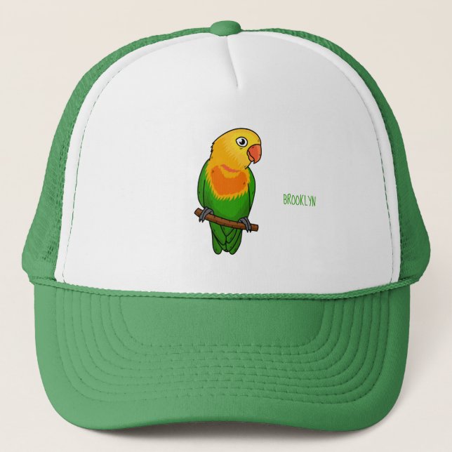 Cute lovebird tecknad parrot keps (Framsida)