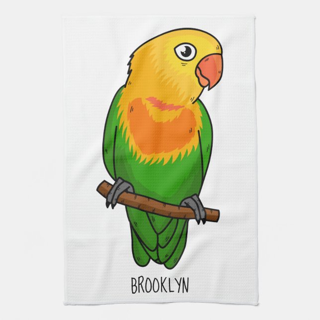 Cute lovebird tecknad parrot kökshandduk (Vertikal)