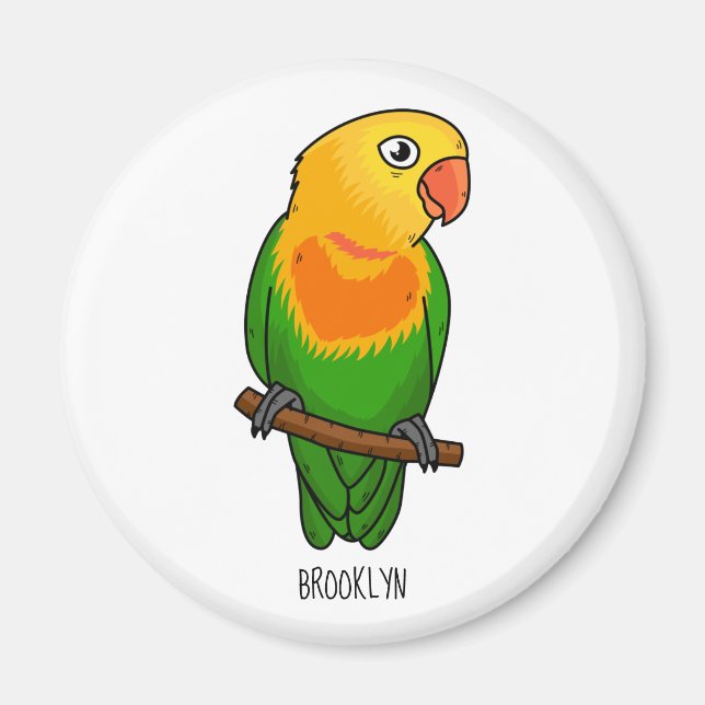 Cute lovebird tecknad parrot magnet (Framsidan)