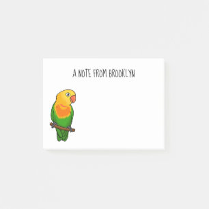 Cute lovebird tecknad parrot post-it block