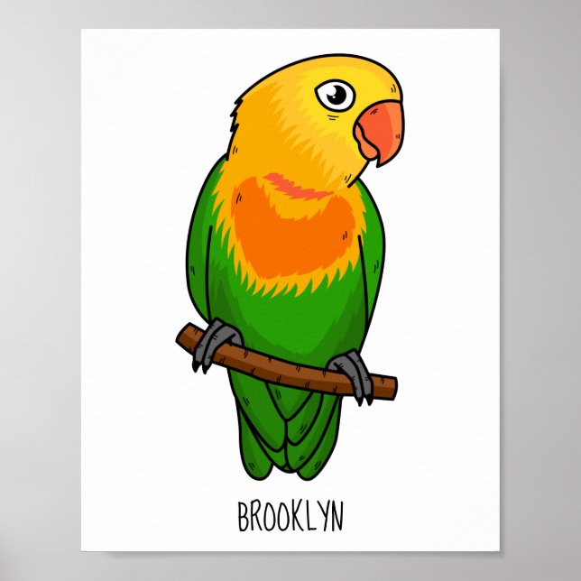 Cute lovebird tecknad parrot poster (Framsidan)