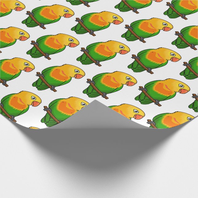 Cute lovebird tecknad parrot presentpapper (Hörn)