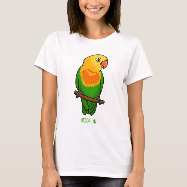 Cute lovebird tecknad parrot t shirt (Framsida)