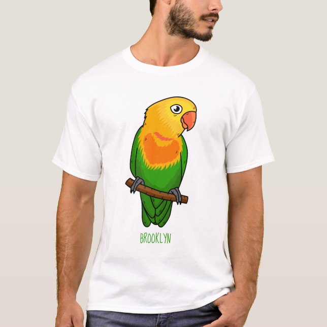Cute lovebird tecknad parrot t shirt (Framsida)