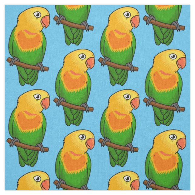 Cute lovebird tecknad parrot tyg (Provkarta)
