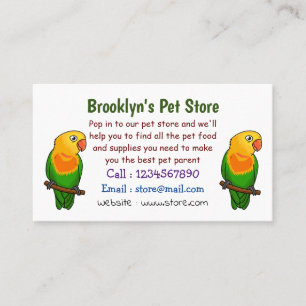 Cute lovebird tecknad parrot visitkort