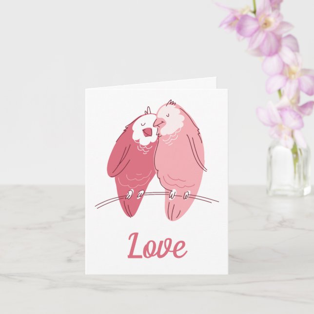 Cute Lovebird Valentine Day Card Kort (Orkide)