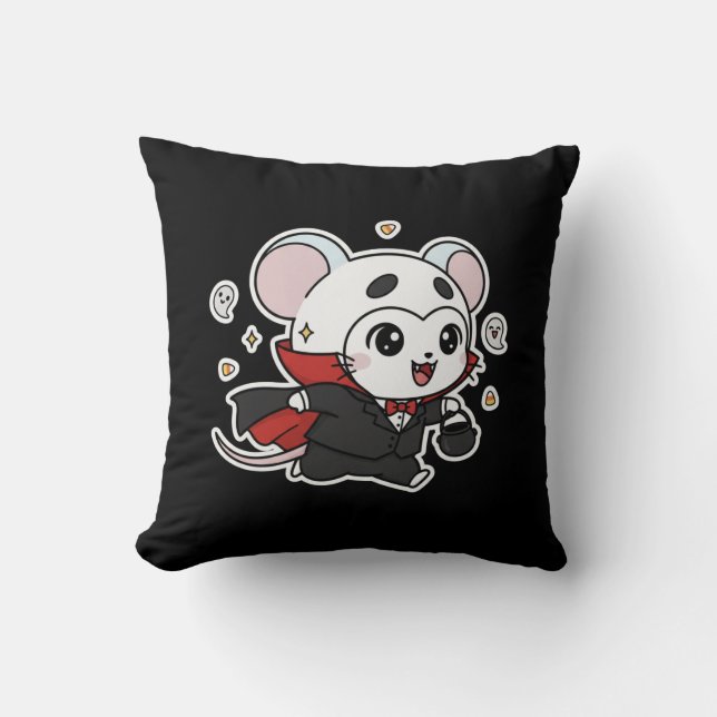 Cute lovely little mouse ready for Halloween  Kudde (Framsida)
