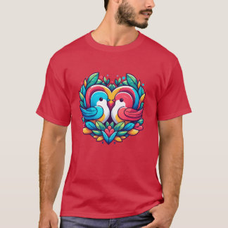 Cute Loving Birds par i hjärtfamiljens vän T Shirt