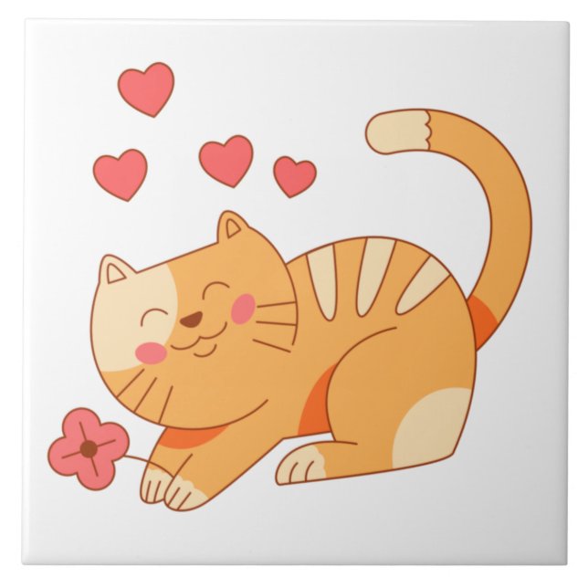 Cute Loving Orange Tabby Kitten Kakelplatta (Framsidan)