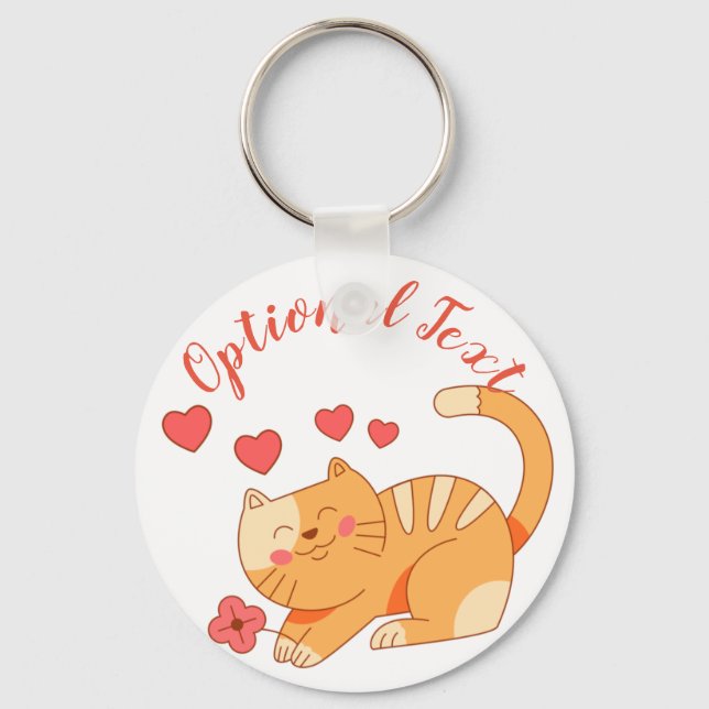 Cute Loving Orange Tabby Kitten Nyckelring (Framsida)