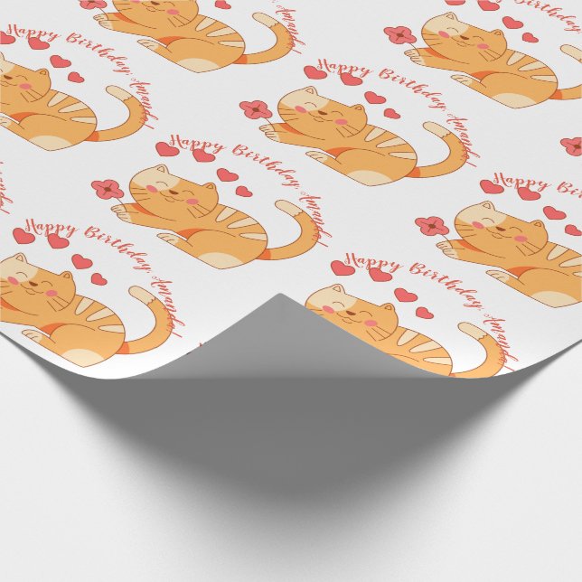 Cute Loving Orange Tabby Kitten Presentpapper (Hörn)