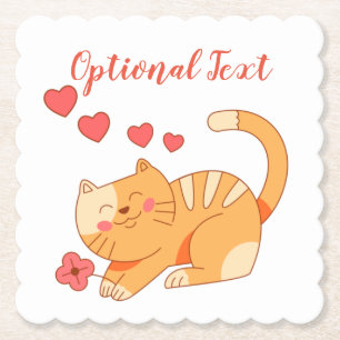 Cute Loving Orange Tabby Kitten Underlägg Papper