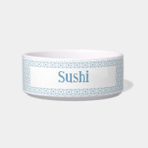 Cute Lt. Blue Modern Mönster Ceramic Pet Bowl