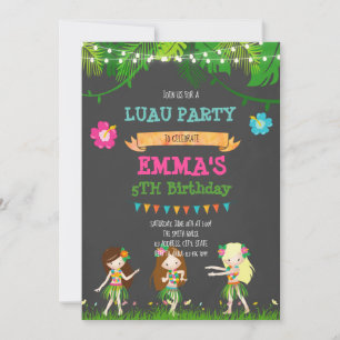 Cute luau födelsedagsfest inbjudan