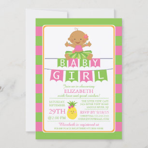 Cute Luau Hula Baby Shower-inbjudan för flicka Inbjudningar