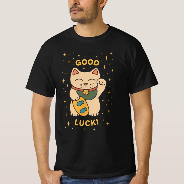 Cute Lucky Cat Bra Fortune Design T Shirt (Framsida)