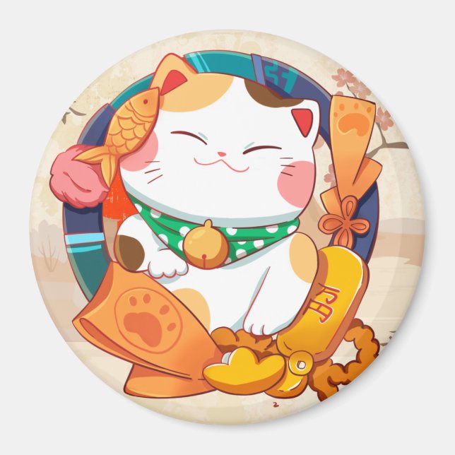Cute Lucky Cat Magnet (Framsidan)