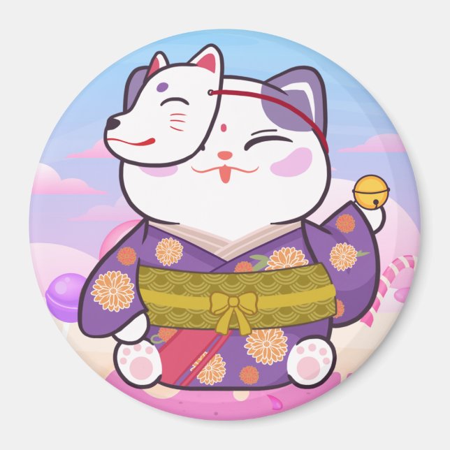 Cute Lucky Cat Magnet (Framsidan)