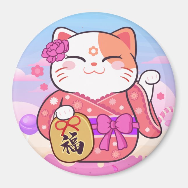 Cute Lucky Cat Magnet (Framsidan)
