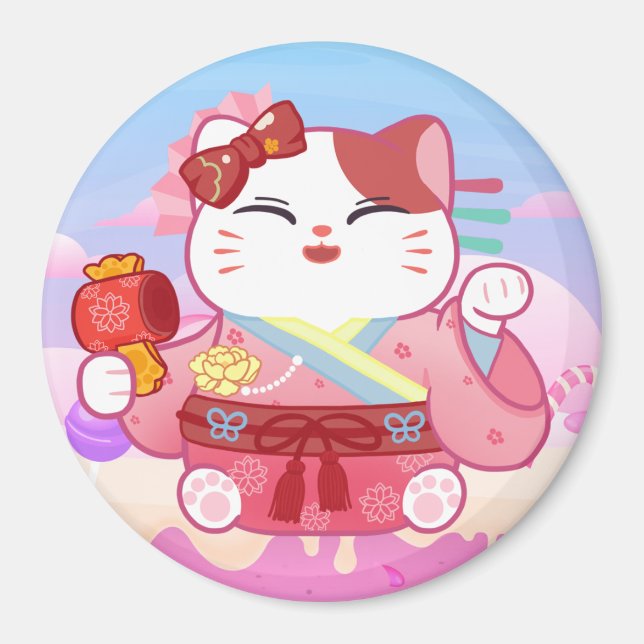 Cute Lucky Cat Magnet (Framsidan)
