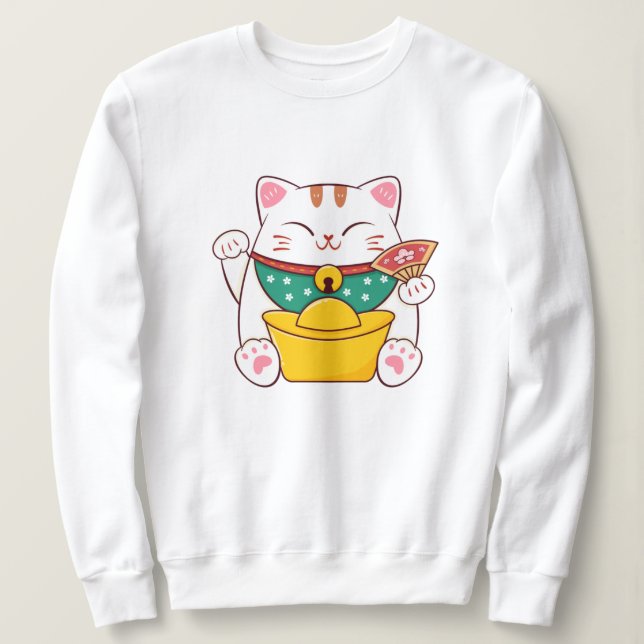 Cute Lucky Cat T Shirt (Design framsida)
