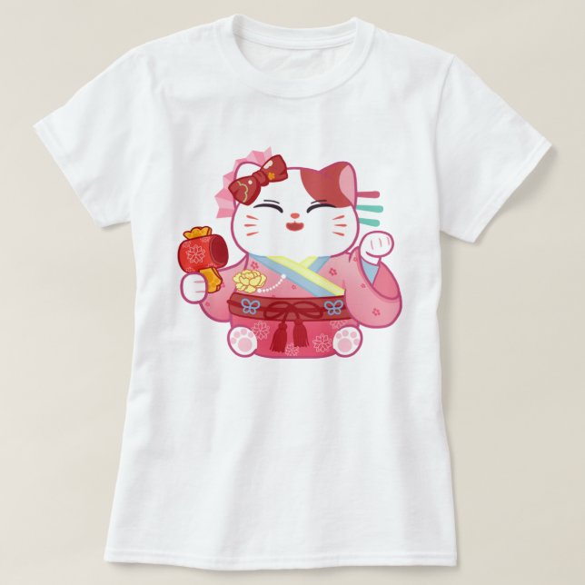 Cute Lucky Cat T-Shirt (Design framsida)