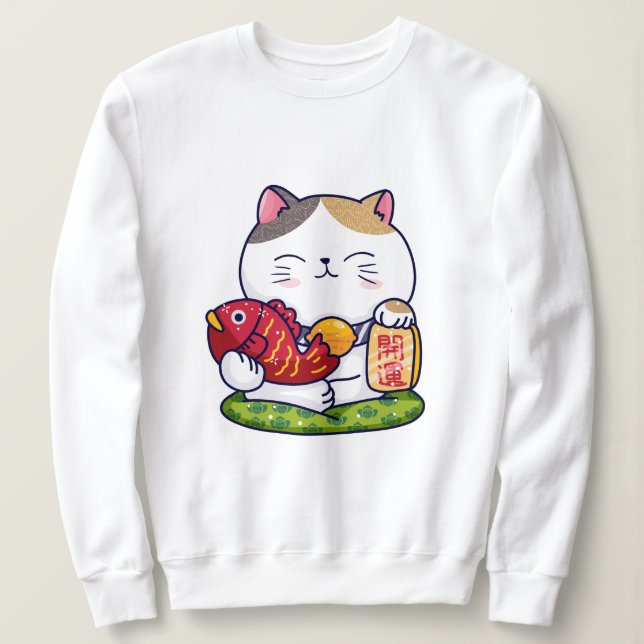 Cute Lucky Cat T Shirt (Design framsida)