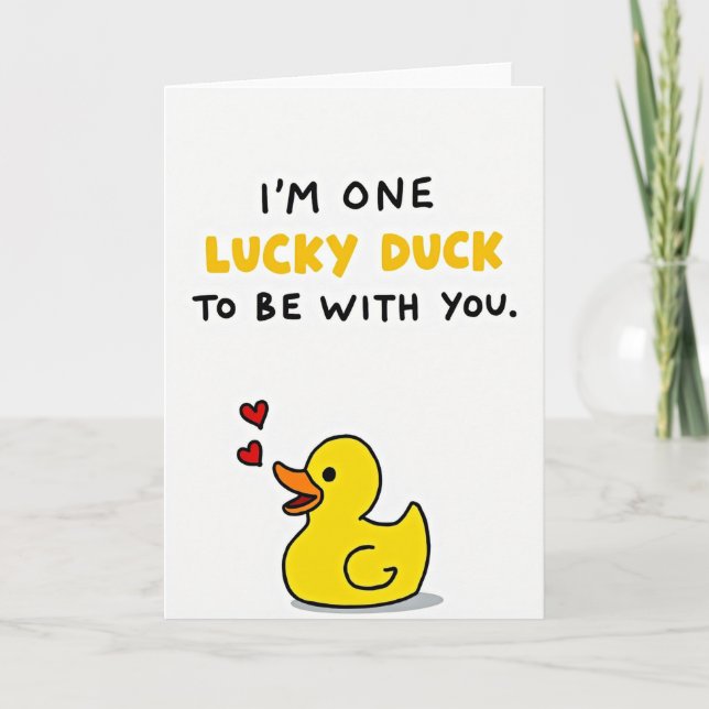 Cute Lucky Duck Love Card Kort (Framsida)