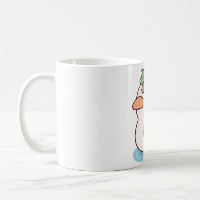 Cute Lucky Ducky Fyrklöver Kaffemugg (Vänster)