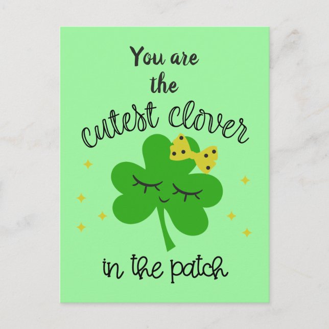 Cute Lucky Fyrklövra Lycklig St. Patricks Day Helg Vykort (Framsida)