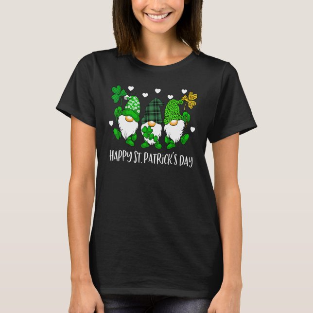 Cute Lucky Gnome Happy St Patricks Day Family Outf T Shirt (Framsida)