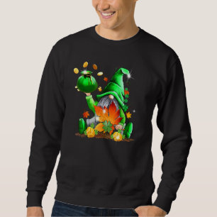 Cute Lucky Gnome Lycklig St patricks day Family Ou Lång Ärmad Tröja