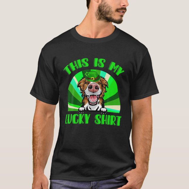 Cute Lucky Gräns Collie Lycklig St patricks day Fa T Shirt (Framsida)