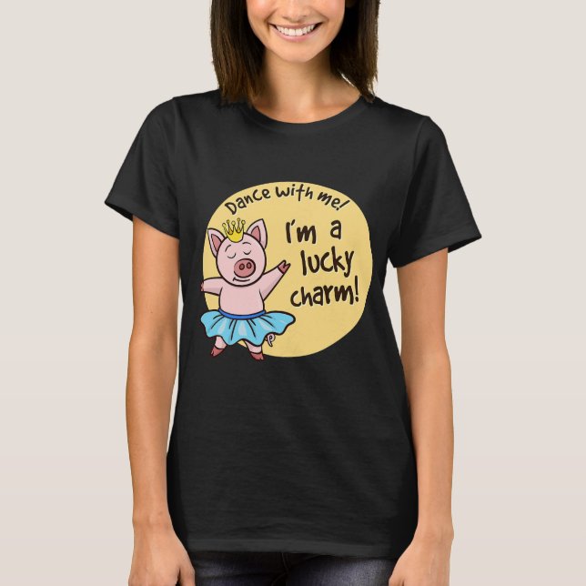 Cute Lucky Gris Gott nytt år Kväll T Shirt (Framsida)