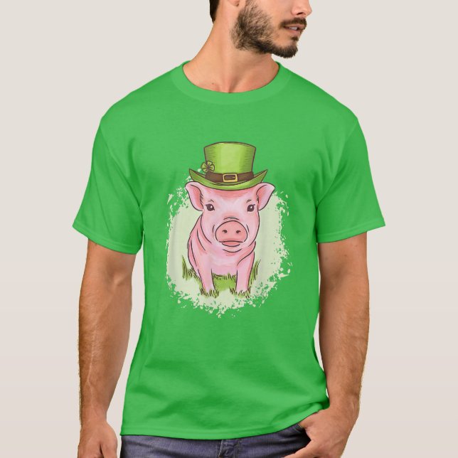 Cute Lucky Gris Nyårsafton St. Patrick's Day T Shirt (Framsida)