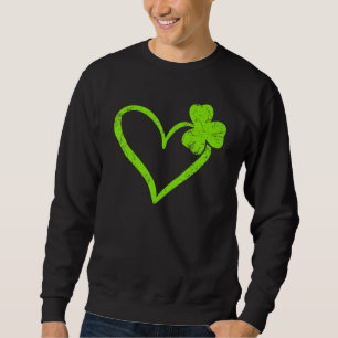 Cute Lucky Heart Shamrock Lycklig St patricks day  Lång Ärmad Tröja