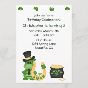 Cute Lucky Irish Dragon och Klöver Boys Birthday Inbjudningar
