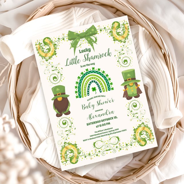 Cute Lucky Little Shamrock Baby Shower-inbjudan Inbjudningar (Skapare uppladdad)