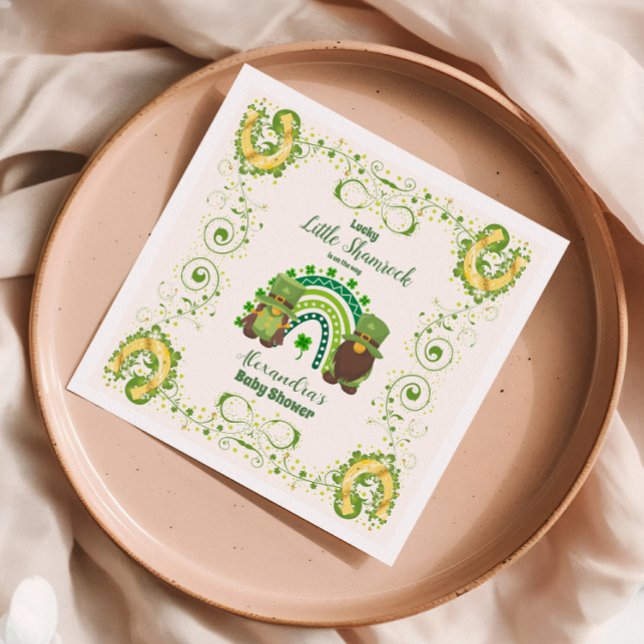 Cute Lucky Little Shamrock Baby Shower Pappersservett (Skapare uppladdad)