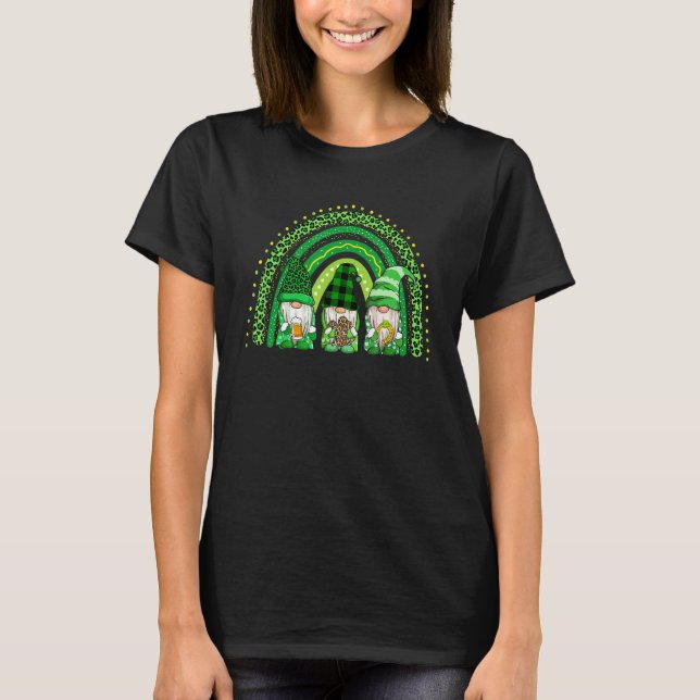 Cute Lucky Rainbow Gnome Lycklig St patricks day F T Shirt (Framsida)