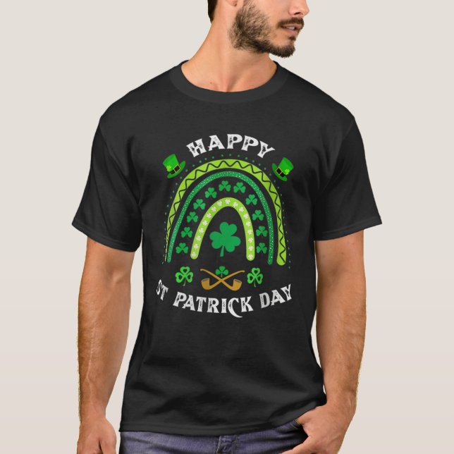 Cute Lucky Rainbow Lycklig St Patrick Day Funny Gr T Shirt (Framsida)
