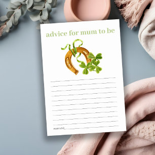 Cute Lucky Shamrock Advice for Morsa Baby Shower Tilläggskort