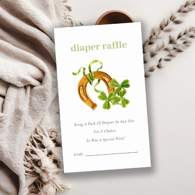 Cute Lucky Shamrock Diaper Raffle Baby Shower Tilläggskort (Skapare uppladdad)