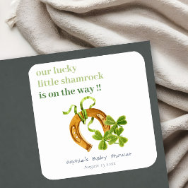 Cute Lucky Shamrock St patrick's day Baby Shower Fyrkantigt Klistermärke