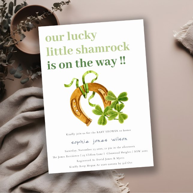 Cute Lucky Shamrock St patrick's day Baby Shower Inbjudningar (Skapare uppladdad)