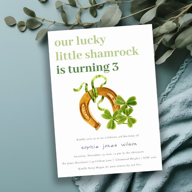 Cute Lucky Shamrock St patrick's day Barns födelse Inbjudningar (Skapare uppladdad)