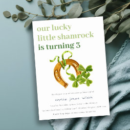 Cute Lucky Shamrock St patrick's day Barns födelse Inbjudningar