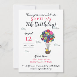 Cute Luftballong Bird Nest Birthday Inbjudningar